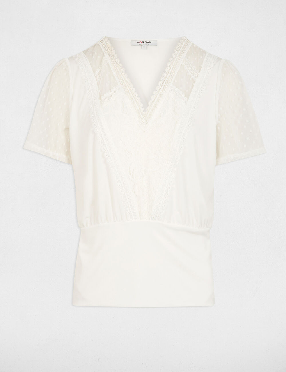 T-shirt mit kurzen Ärmeln weiss damen
