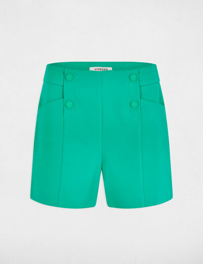Gerade geschnittene Shorts mit Abnähern smaragdgrün damen