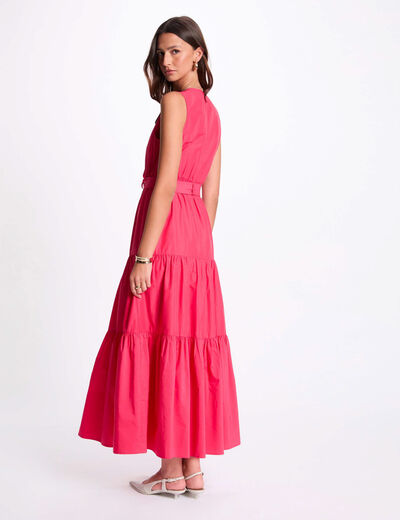 Robe longue droite rose fushia femme