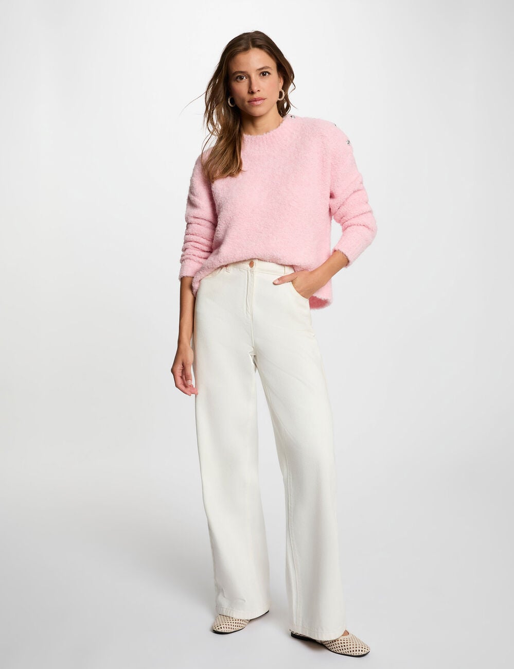 Pullover mit Rundhalsausschnitt hellrosa damen