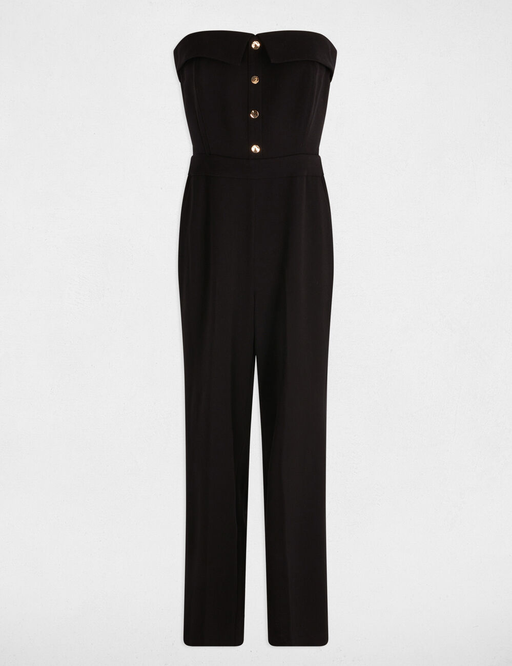 Langer Jumpsuit mit Bustier-Ausschnitt schwarz damen