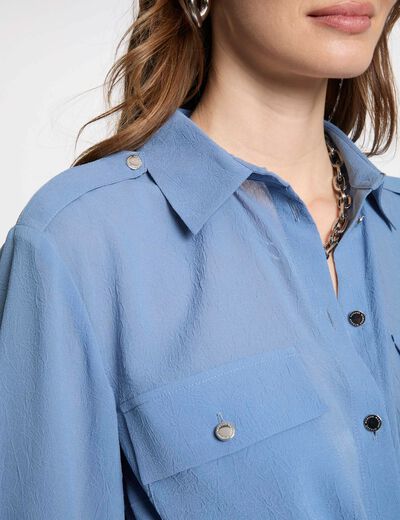 Chemise manches longues bleu gris femme