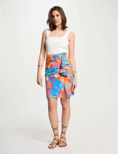 Jupe ajustée imprimée multicolore femme
