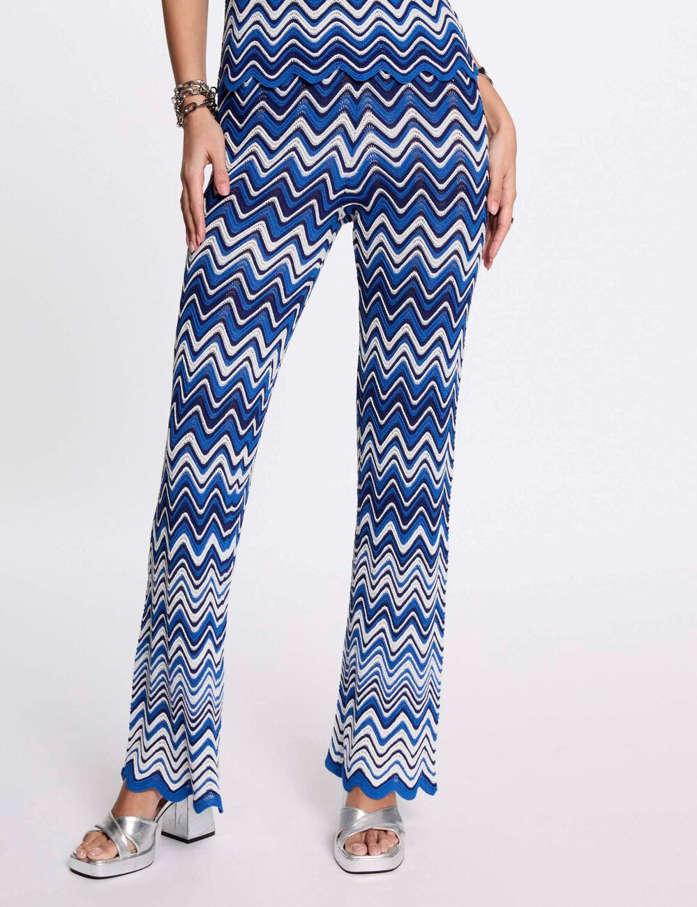 Strickhose mit Print elektrisch blau damen