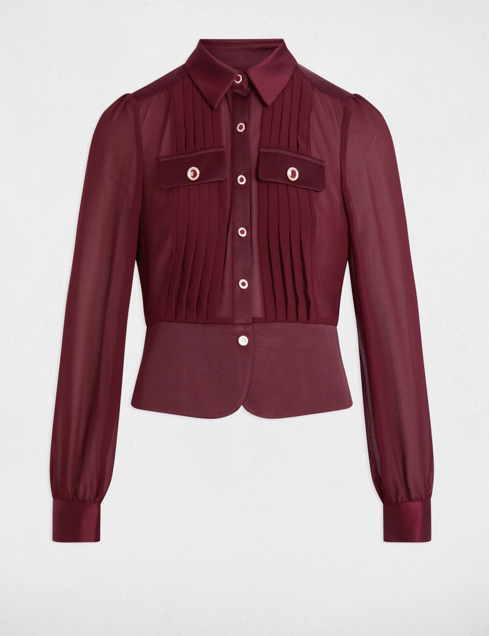 Taillierte Satinbluse pflaume damen
