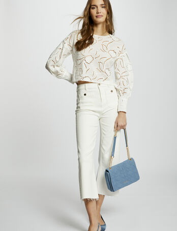 7/8-Hose mit weitem Bein elfenbein damen