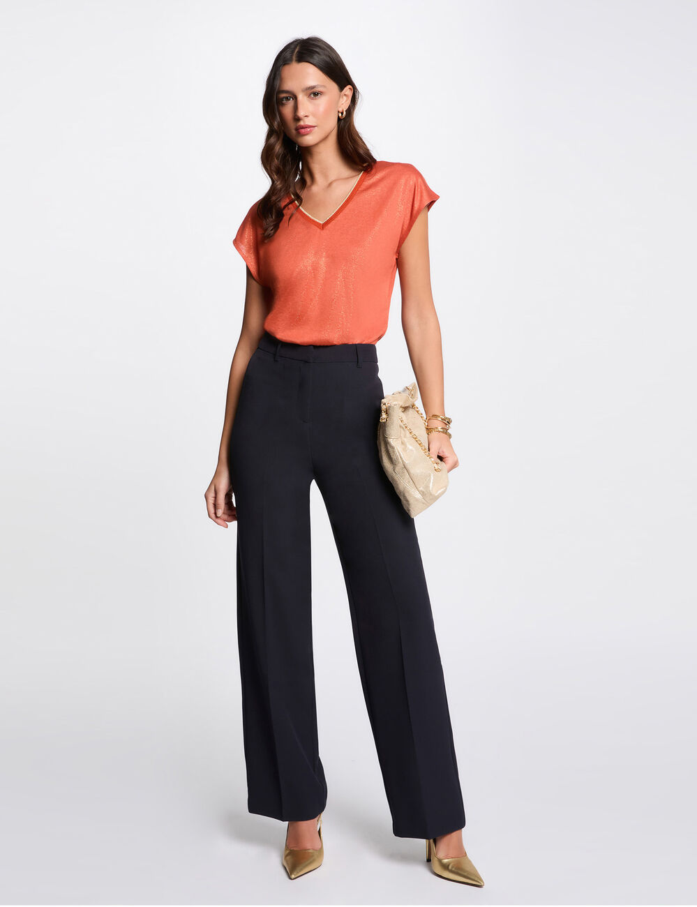T-shirt manches courtes orange foncé femme