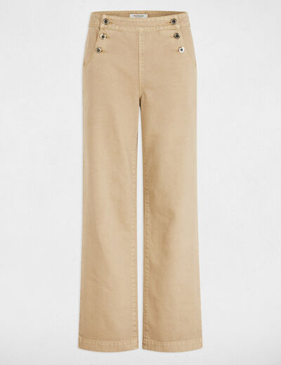 Weite Hose mit Zierknöpfen marron clair damen