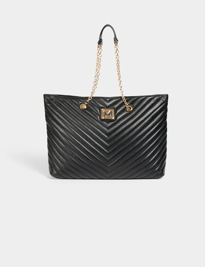 Sac cabas matelassé noir femme