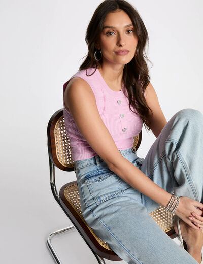 Ärmelloses Stricktop pastellrosa damen