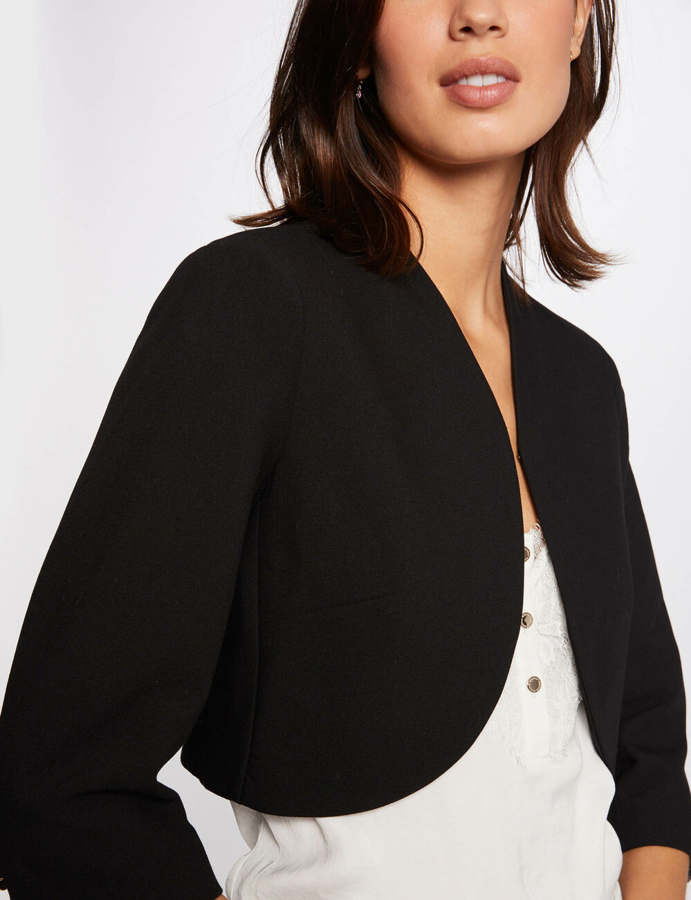 Gerade Jacke mit 3/4-Ärmeln schwarz damen