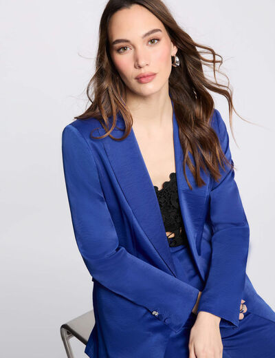 Blazer aus Wildlederimitat elektrisch blau damen