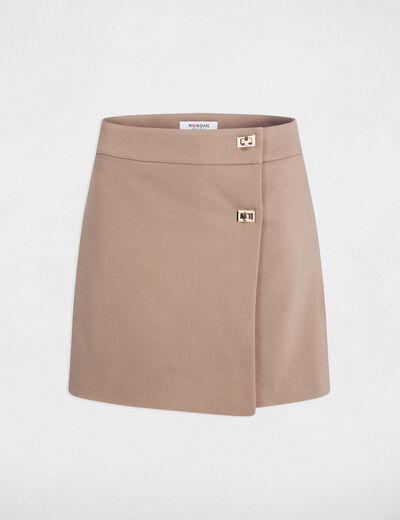 Jupe short taille haute taupe femme