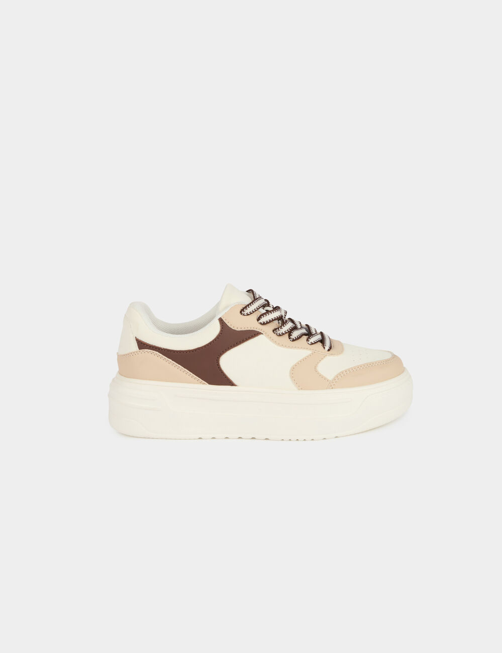 Zweifarbige Kunstleder-Sneaker weiss damen