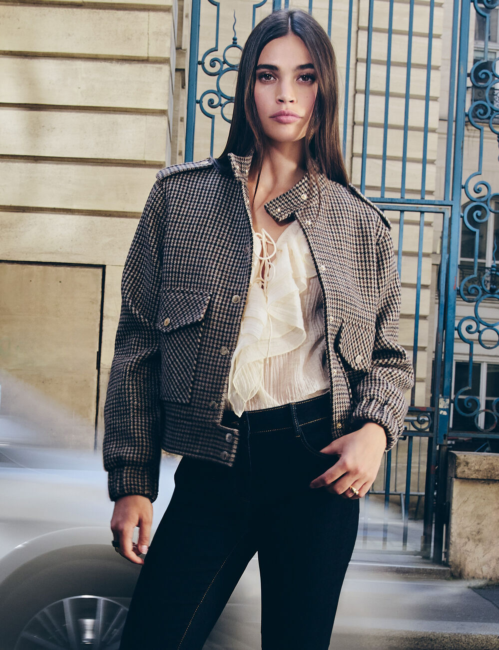 Tweedjacke mit Mao-Kragen mehrfarbig damen