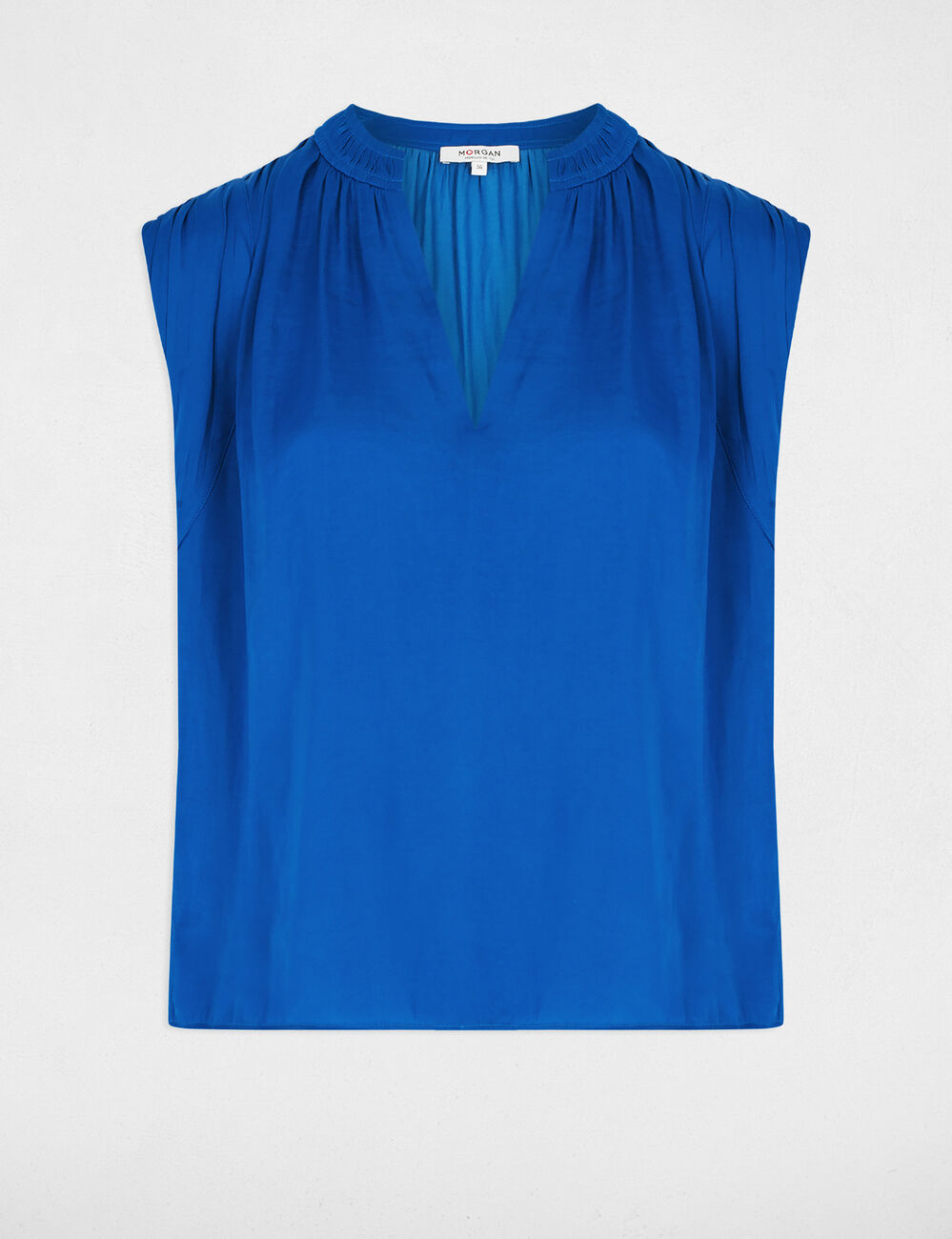 Kurzarm Satinbluse elektrisch blau damen