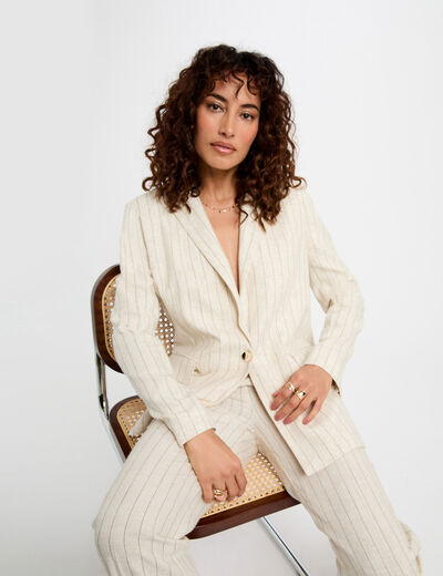Gestreifter Blazer beige damen