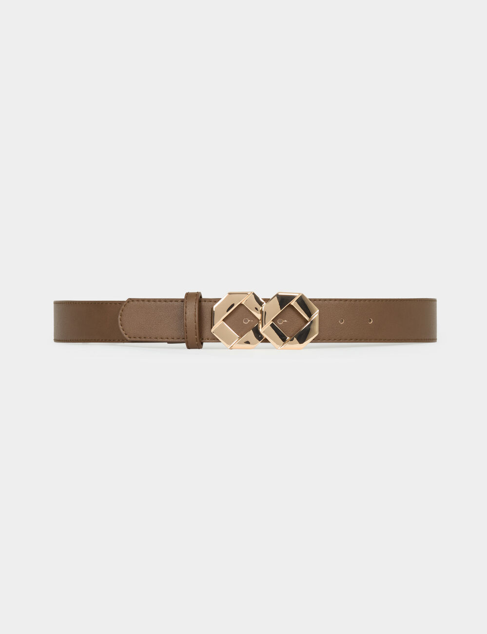 Schmaler G&uuml;rtel aus Kunstleder marron clair damen