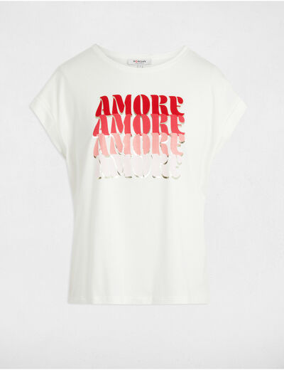 T-shirt à inscription blanc femme