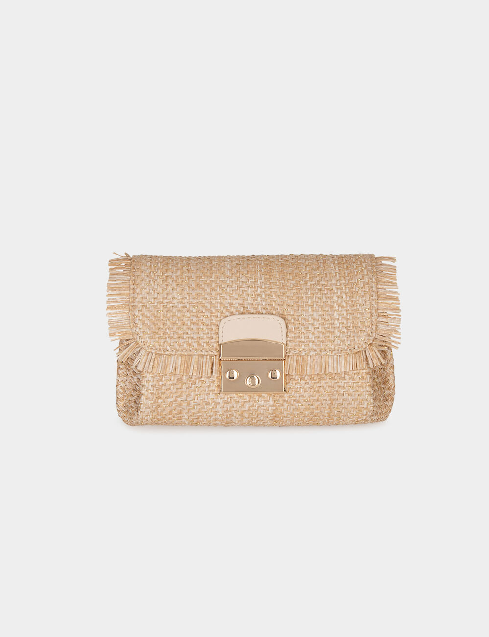 Geflochtene Tasche mit Fransen sandfarben damen