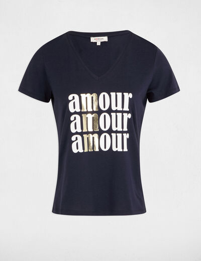 T-Shirt mit Aufschrift marineblau damen