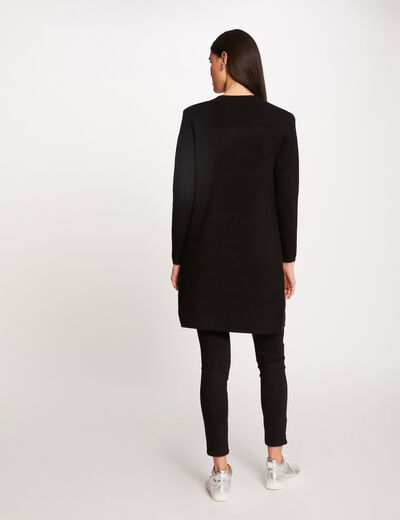 Gilet droit &agrave; col crant&eacute; gris anthracite femme