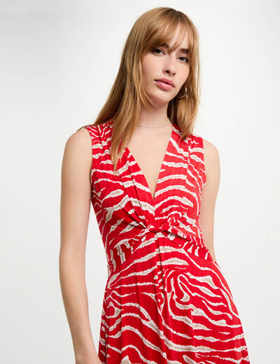 Robe courte ajustée imprimée multicolore femme