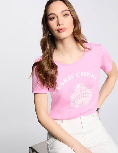 T-shirt mit Aufschrift rosa damen