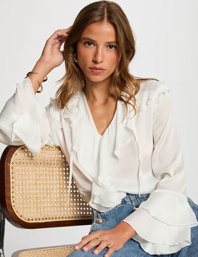 Blouse manches longues blanc femme