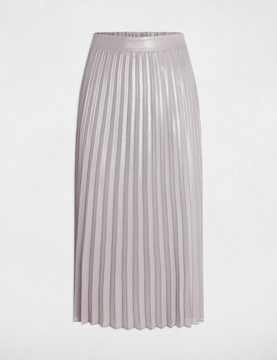 Jupe longue plissée couleur argent femme