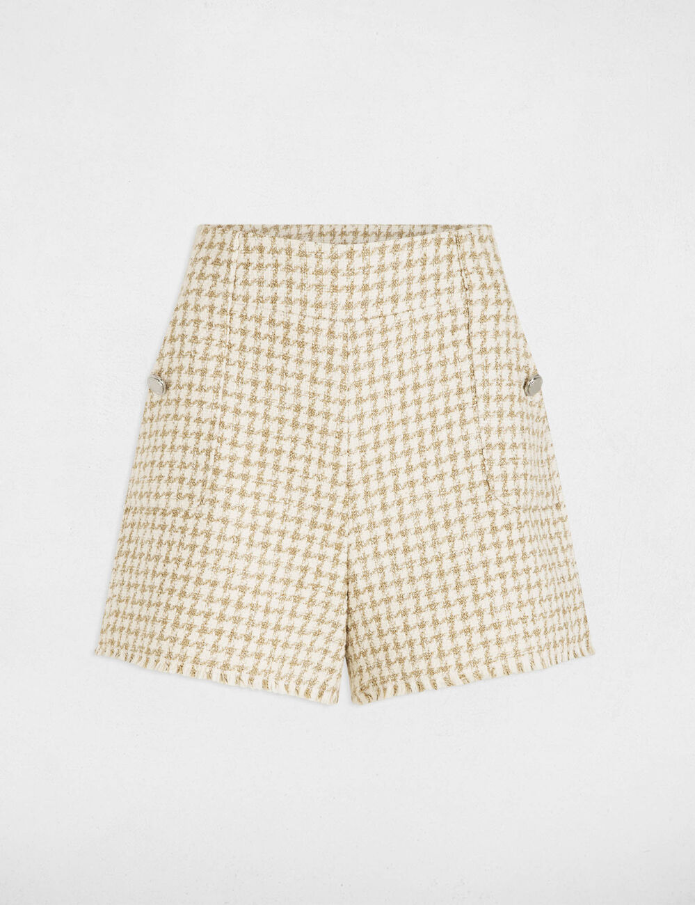Gerade Shorts mit hoher Taille aus Tweed mehrfarbig damen