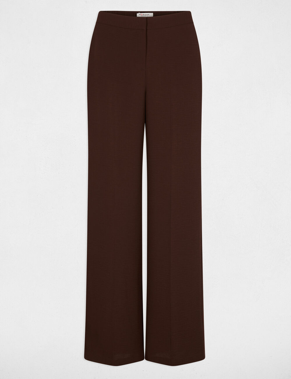 Pantalon large fluide marron fonc&eacute; femme