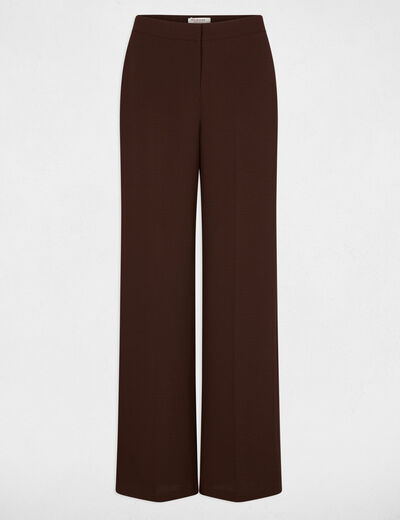 Pantalon large fluide marron fonc&eacute; femme