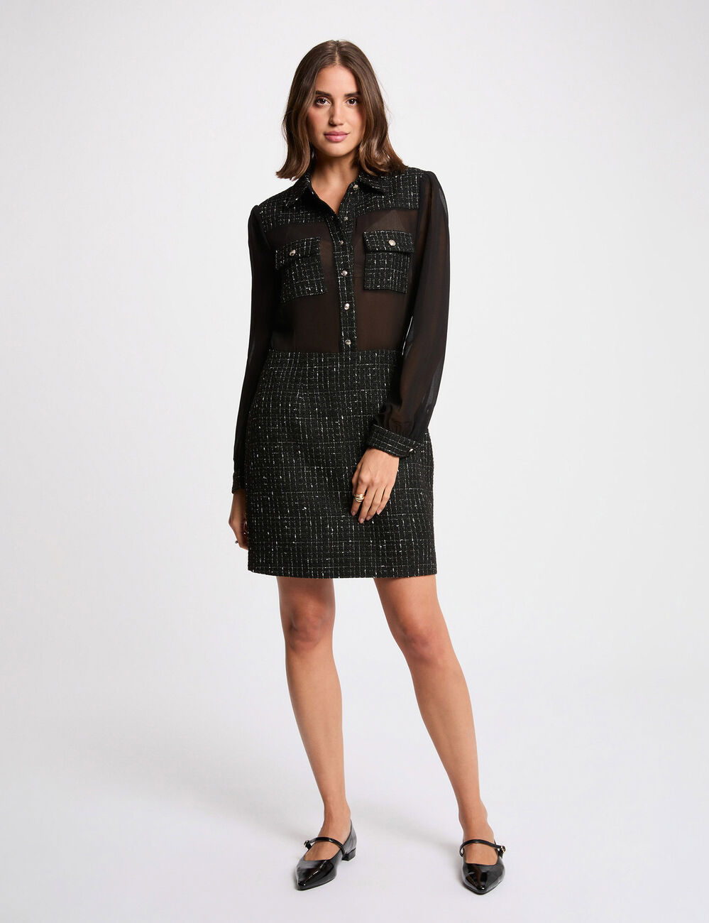 Robe courte bimati&egrave;re noir femme