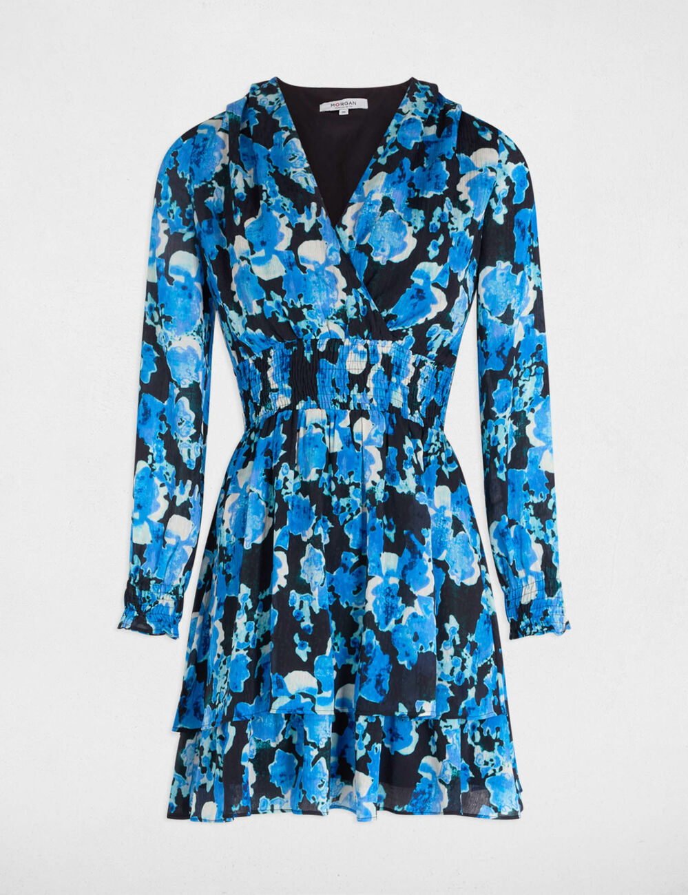 Kurzes, tailliertes Kleid mit Druck mehrfarbig damen