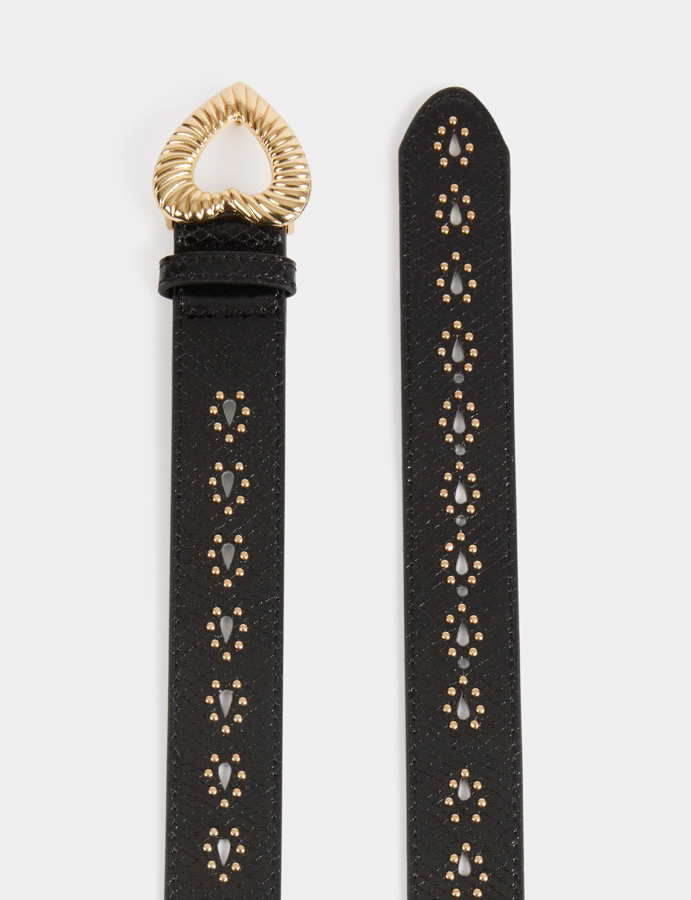 Krokogürtel mit Herzschnalle schwarz damen