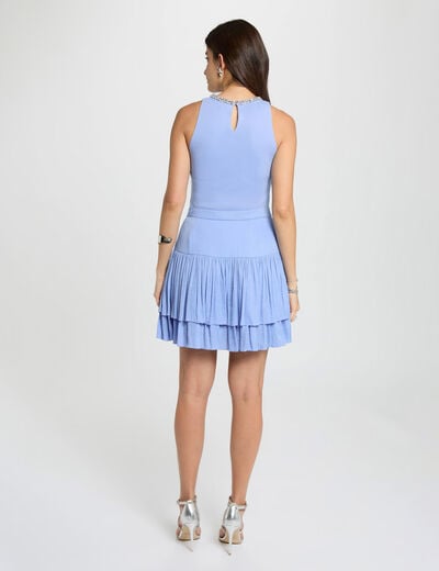 Eng anliegendes Top mit Strass blau damen