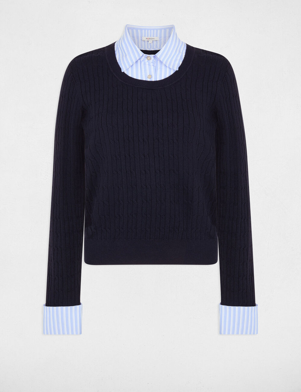 Pullover mit Reverskragen marineblau damen