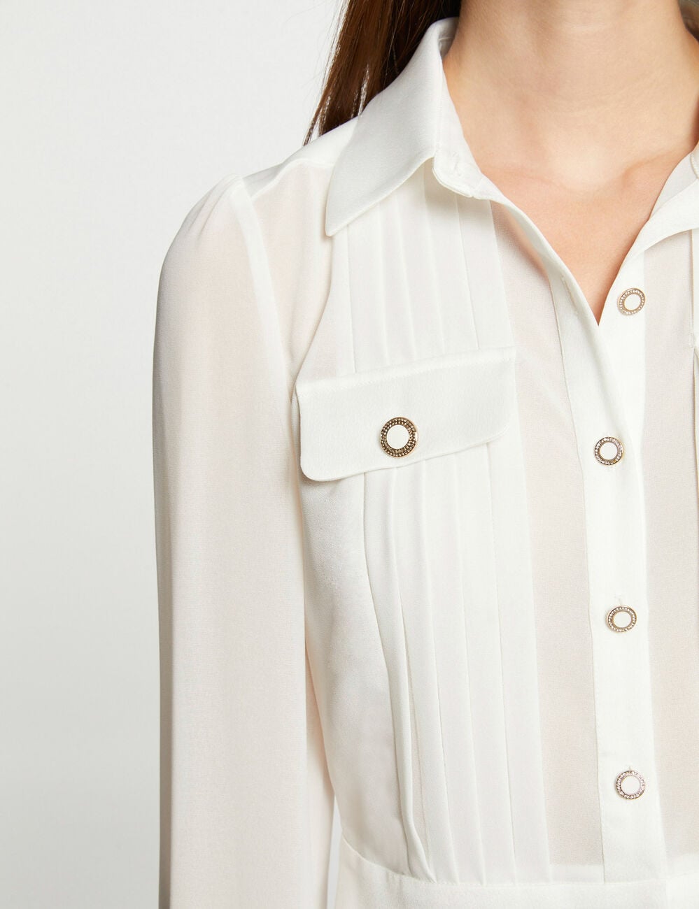 Taillierte Satinbluse elfenbein damen