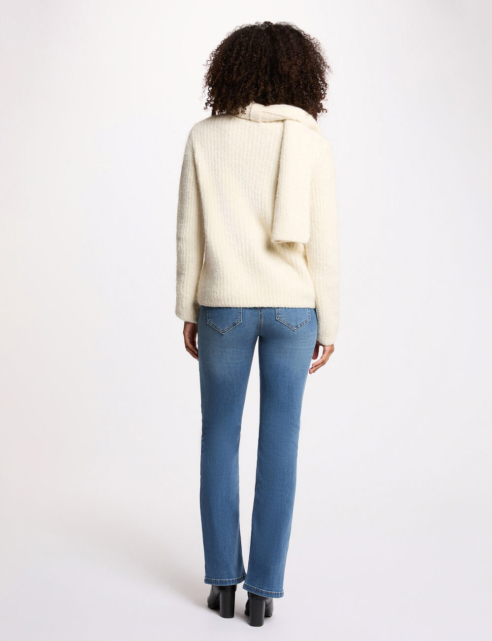 Jean bootcut tress&eacute; denim stone femme