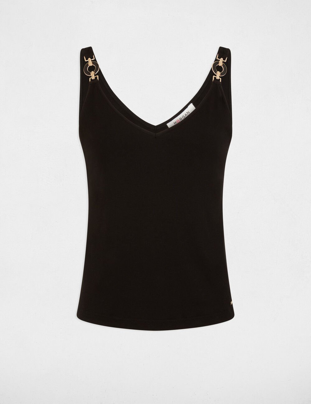 Tailliertes Tanktop mit V-Ausschnitt schwarz damen