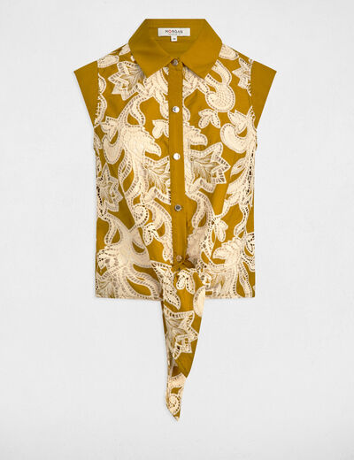 Chemise sans manches vert kaki femme