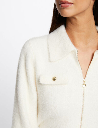 Langarm Strickjacke mit Reverskragen elfenbein damen