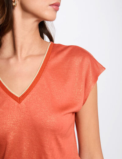 Kurzarm-T-Shirt dunkelorange damen