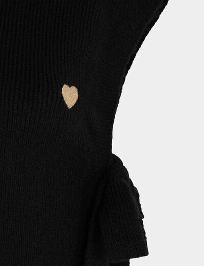 Poncho mit besticktem Kragen schwarz damen