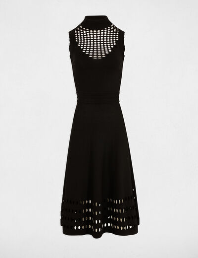Robe tricot longue ajustée noir femme