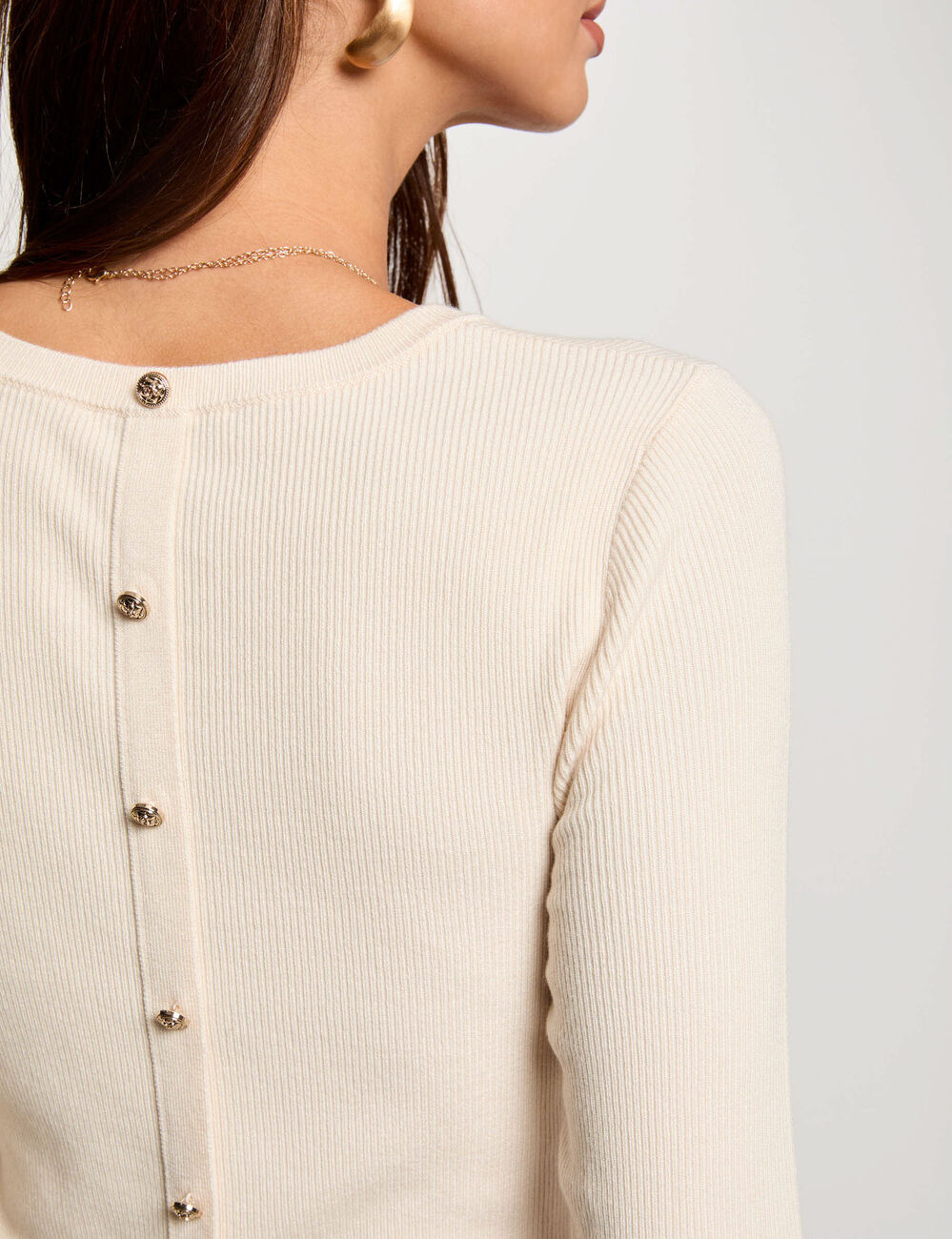 Pullover mit Rundhalsausschnitt elfenbein damen