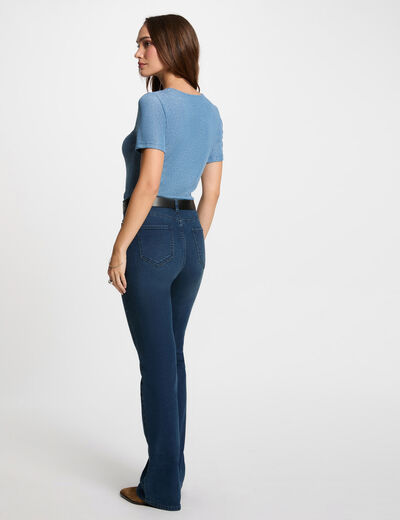 Kurzarm-T-Shirt mit V-Kragen bleu gris damen