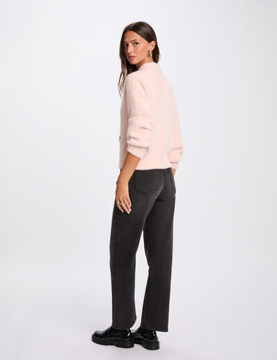 Veste fluide col &agrave; revers rose clair femme