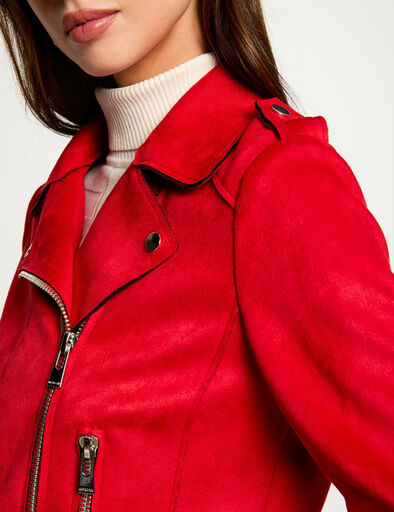 kurze wildlederjacke mit reissverschluss rot damen Kurze Wildlederjacke mit Reissverschluss rot damen